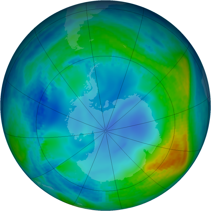 Antarctic ozone map for 20 May 2002